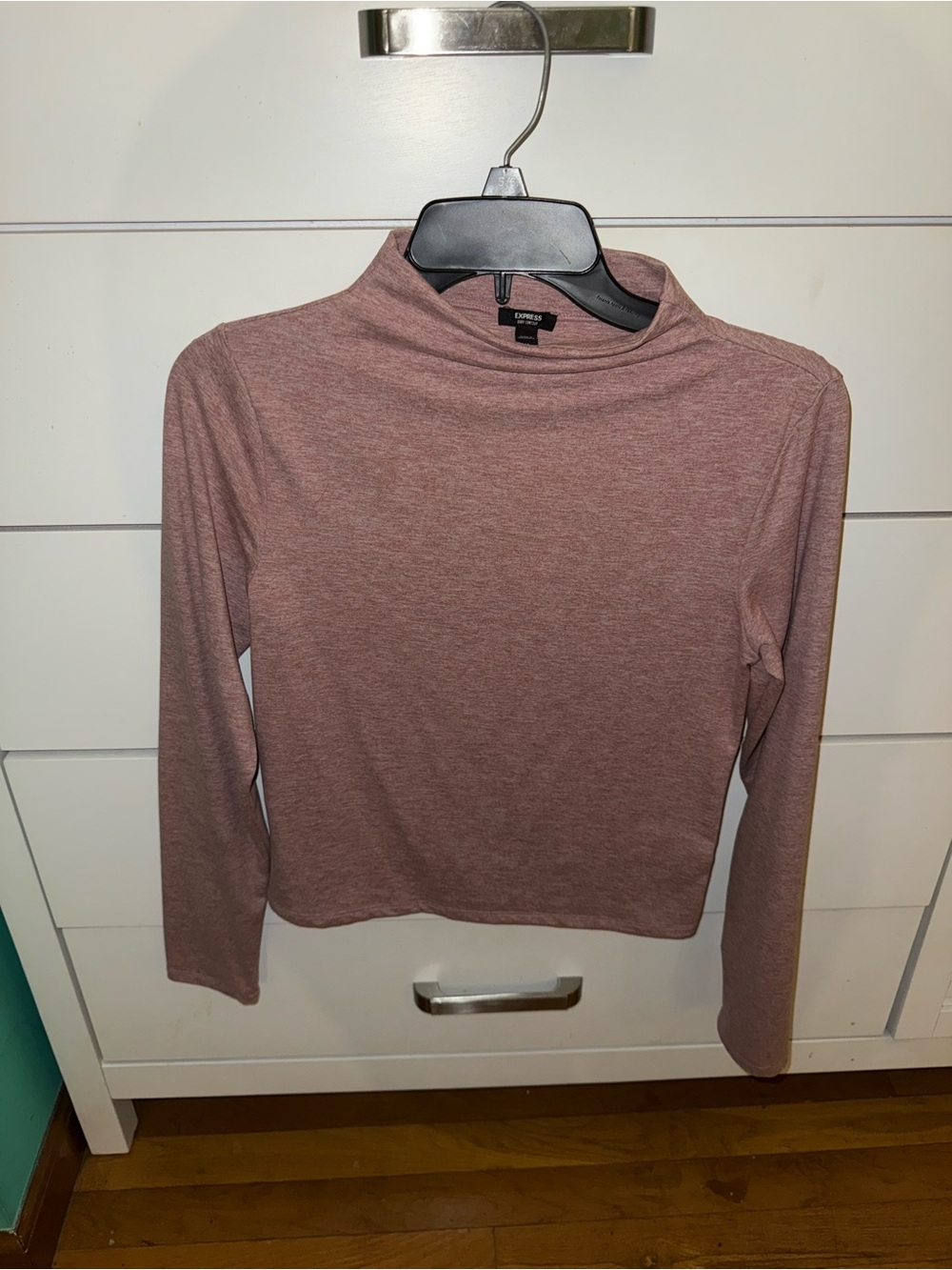 Express Rose Taupe Long-Sleeve Mock Neck Top